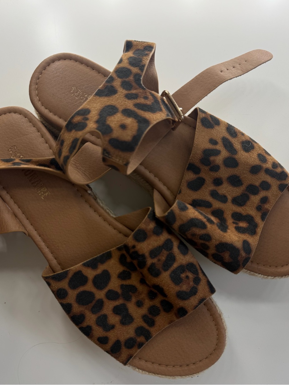 Leopard Print Slide Sandals - Brown & Black